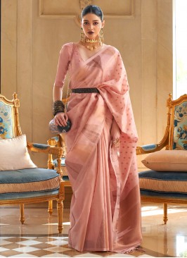 Tissue Pink Trendy Saree