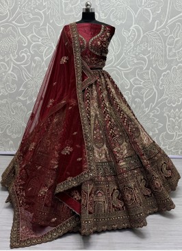 Titillating Cream Velvet Lehenga Choli