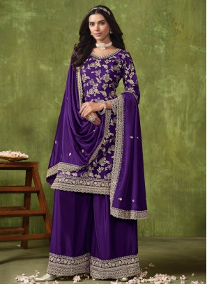 Titillating Silk Palazzo Salwar Kameez