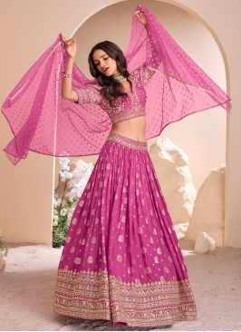 Titillating Zari Magenta Readymade Lehenga Choli