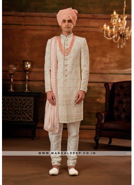 Traditional Indian Men's Sherwani with Georgette T