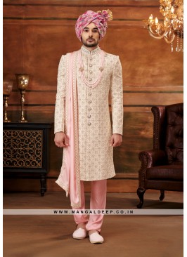 Traditional Indian Men's Sherwani with Georgette T