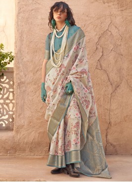 Traditional Saree Border Georgette in Cream