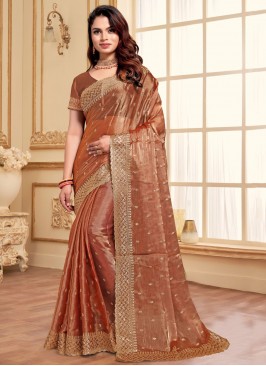 Traditional Saree Sequins Jimmy Chu in Rust