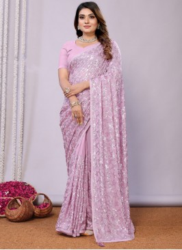 Traditional Saree Thread Pure Georgette in Lavende