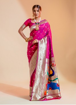 Traditional Saree Zari Silk in Pink