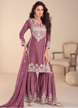 Transcendent Wine Readymade Salwar Kameez