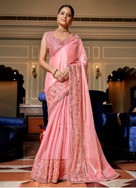 Trendy Chiffon Embroidered Contemporary Style Saree