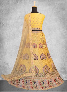 Trendy Gota Work Mustard Organza Lehenga Choli