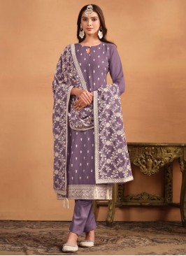 Trendy Salwar Suit Embroidered Faux Georgette in P