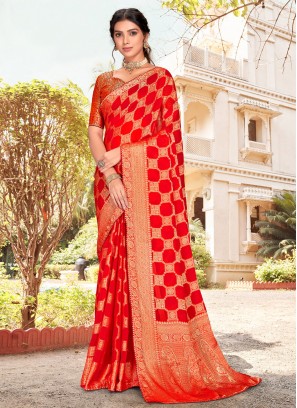 Trendy Saree Border Silk in Red