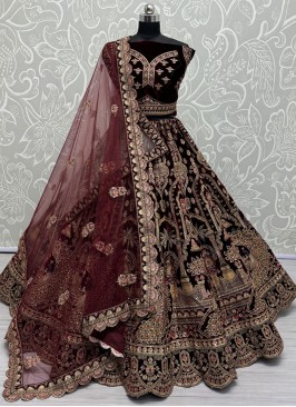 Trendy Sequins Velvet Maroon Trendy Lehenga Choli