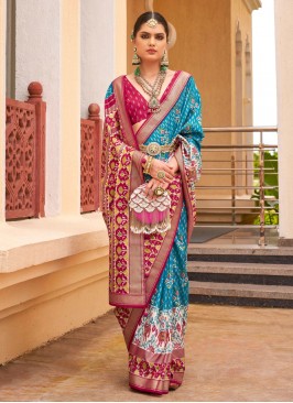 Teal Blue Color Dolla Silk Saree For Women