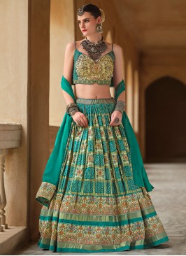 Turquoise Silk Reception Readymade Lehenga Choli