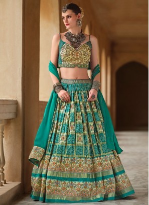 Turquoise Silk Reception Readymade Lehenga Choli