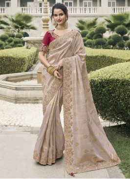 Tussar Silk Border Classic Saree in Beige