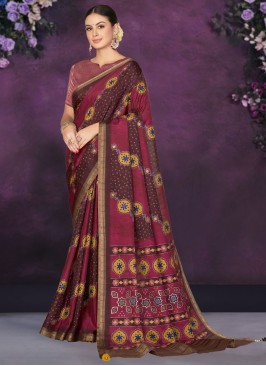 Tussar Silk Classic Saree in Maroon