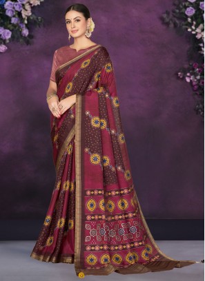 Tussar Silk Classic Saree in Maroon