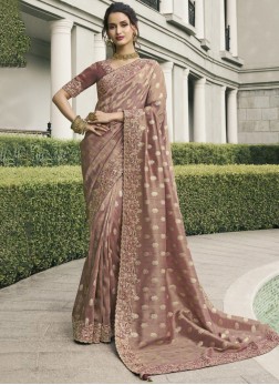 Tussar Silk Traditional Saree in Brown