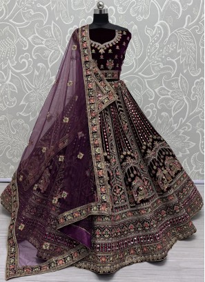 Velvet Purple Lehenga Choli