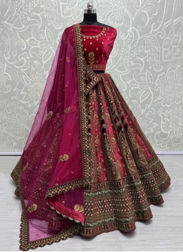 Velvet Velvet Patch Designer Lehenga Choli in Rani