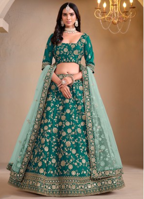 Versatile Green Reception A Line Lehenga Choli