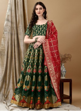 Versatile Jacquard Silk Jacquard Work Green Lehenga Choli