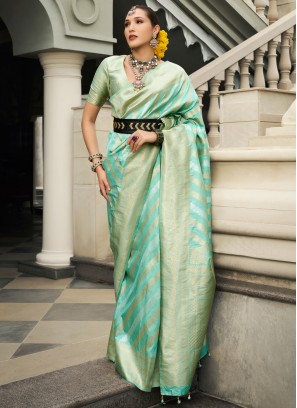 Versatile Silk Turquoise Jaal Designer Saree