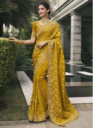 Versatile Tussar Silk Mustard Zari Trendy Saree