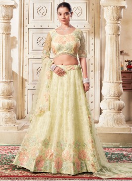 Vibrant Net Mehndi Trendy Lehenga Choli