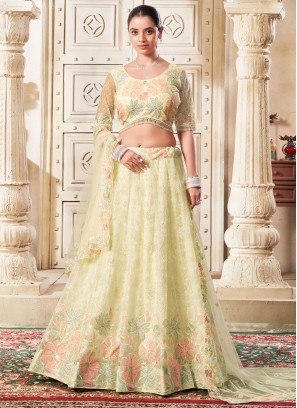 Vibrant Net Mehndi Trendy Lehenga Choli