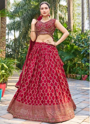 Viscose Embroidered Readymade Lehenga Choli in Rust