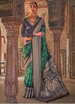 Viscose Fancy Contemporary Saree in Green