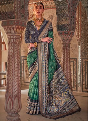 Viscose Fancy Contemporary Saree in Green