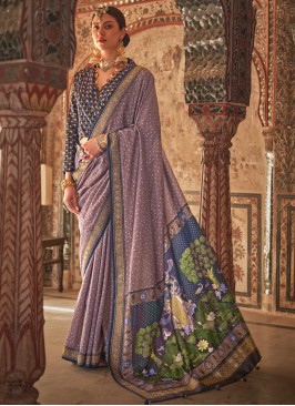 Viscose Fancy Trendy Saree in Lavender