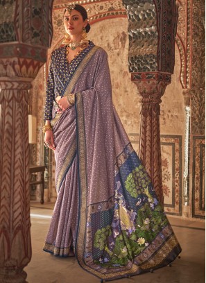 Viscose Fancy Trendy Saree in Lavender