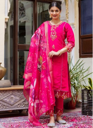 Viscose Readymade Salwar Kameez in Pink and Rani