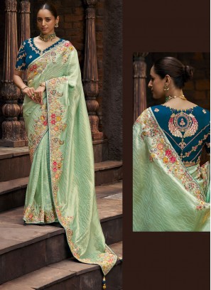 Viscose Sea Green Classic Saree