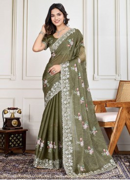 Vivacious Green Festival Classic Saree