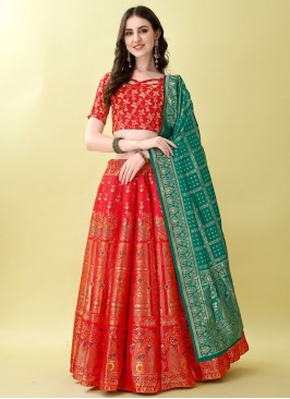 Vivacious Jacquard Work Red Jacquard Silk Lehenga Choli