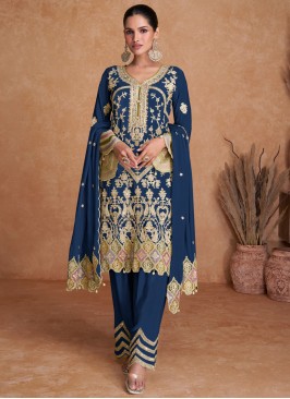 Vivacious Navy Blue Sangeet Pant Style Suit