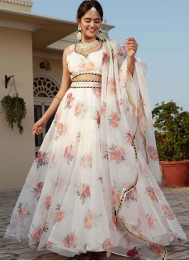 Vivid Digital Print Organza Trendy Lehenga Choli