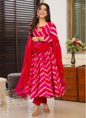 Voguish Digital Print Pink and Rani Trendy Salwar Kameez 