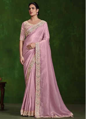 Voguish Silk Pink Classic Saree