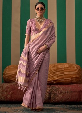 Weaving Handloom silk Contemporary Saree in Lavender