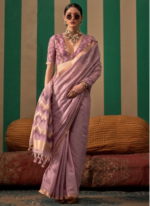 Weaving Handloom silk Contemporary Saree in Lavender