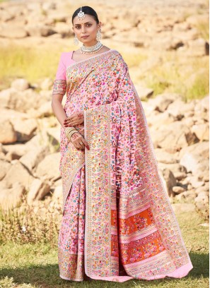 Weaving Silk Trendy Saree in Pink