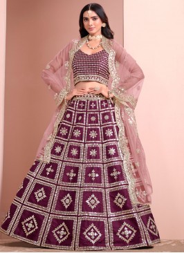 Whimsical Purple Sequins Art Silk Lehenga Choli