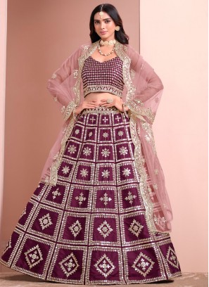 Whimsical Purple Sequins Art Silk Lehenga Choli