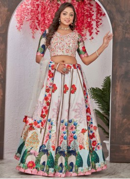 White Ceremonial Readymade Lehenga Choli